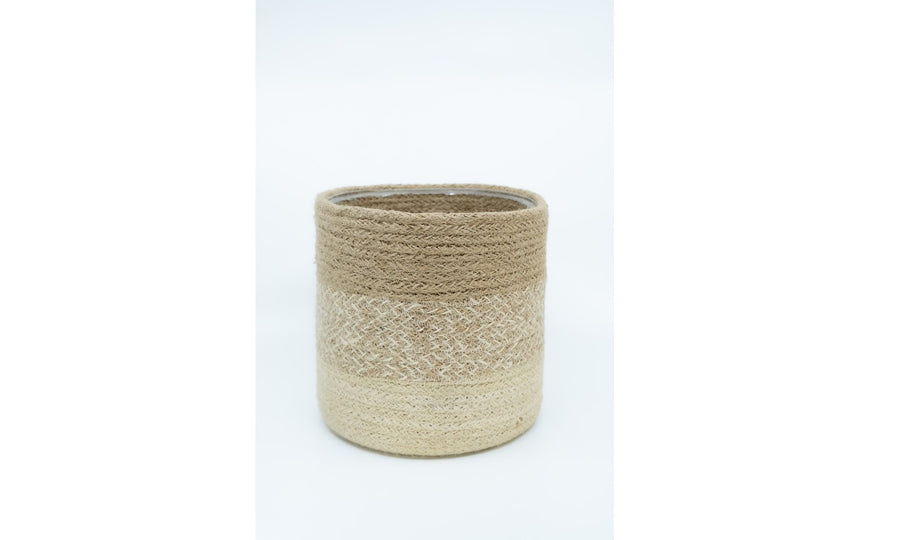 Braided Jute Pot Cover in Natural/Ivory