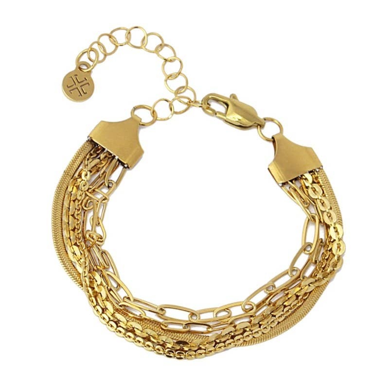 Five Strand 14K Gold Plated Chain Bracelet