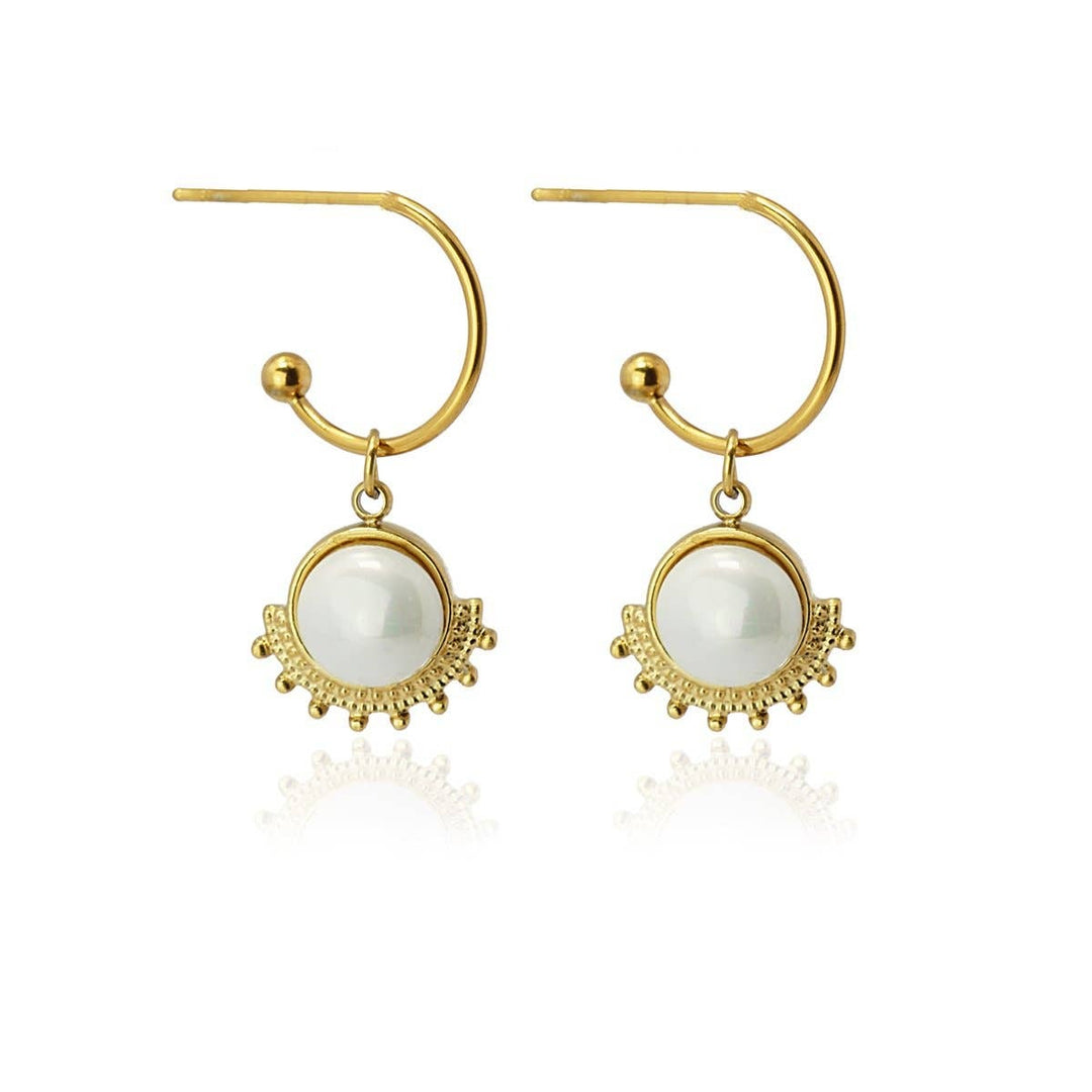 Sunshine and Pearls Hoop Earrings