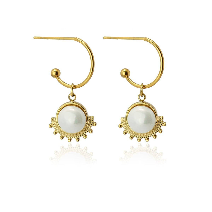 Sunshine and Pearls Hoop Earrings