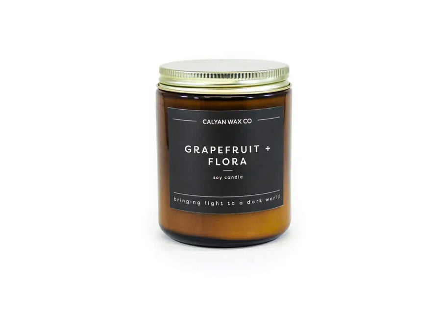 Grapefruit + Flora 8 oz. Soy Candle in Amber Jar