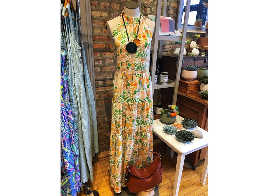 Sleeveless Maxi Dress in Spring Greens