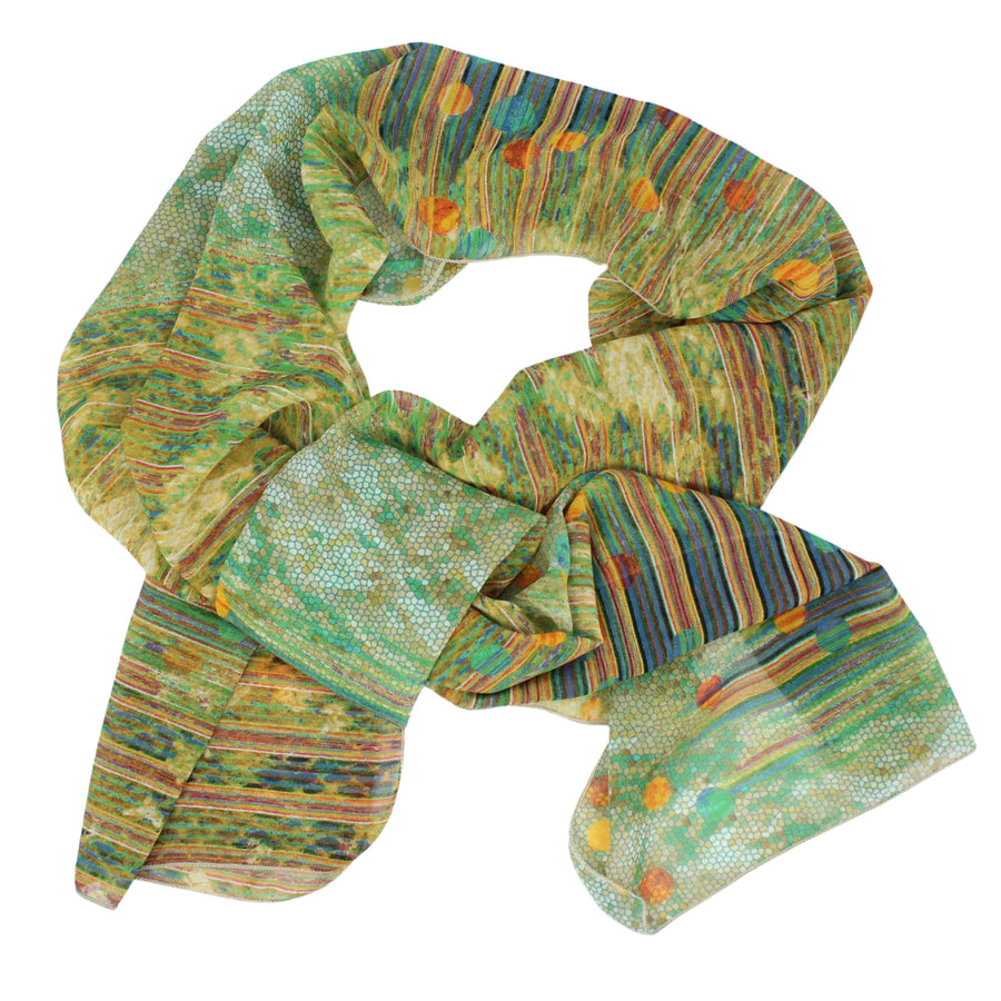 Chiffon Poly Scarf in Chartreuse and Moss