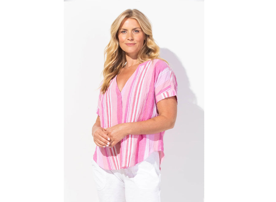 Resort Striped Top in Guava