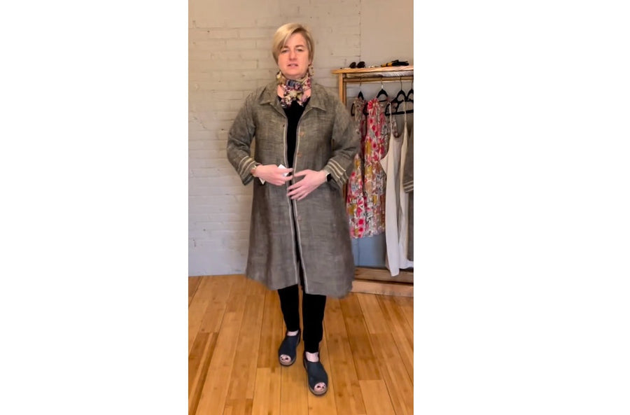 Black & Tan Long Linen Jacket