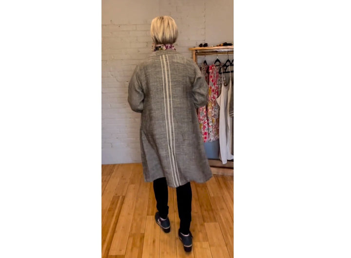 Black & Tan Long Linen Jacket