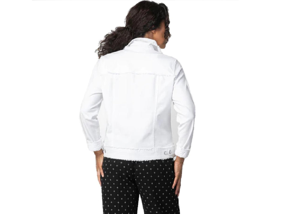 Stretch Canvas Jean Jacket in White
