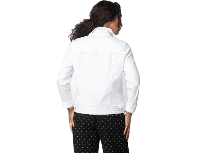 Stretch Canvas Jean Jacket in White