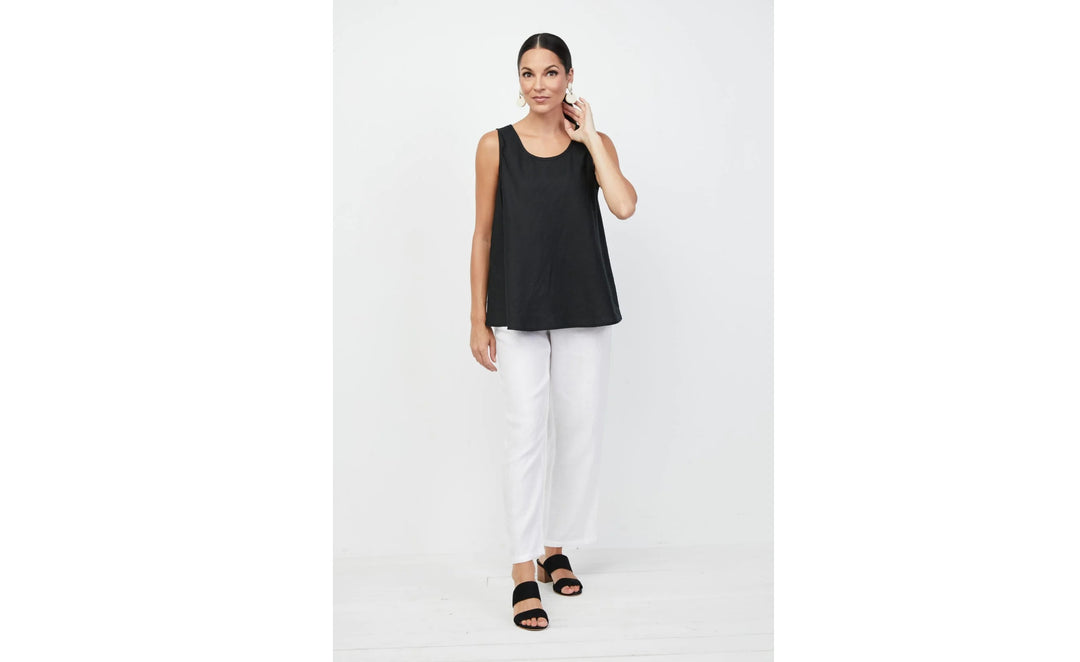 Black Linen Swing Tank