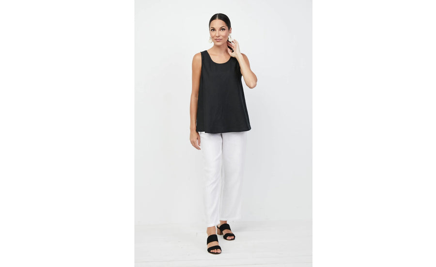 Black Linen Swing Tank
