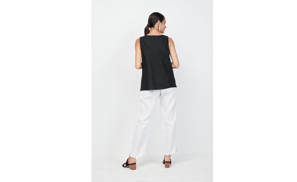 Black Linen Swing Tank