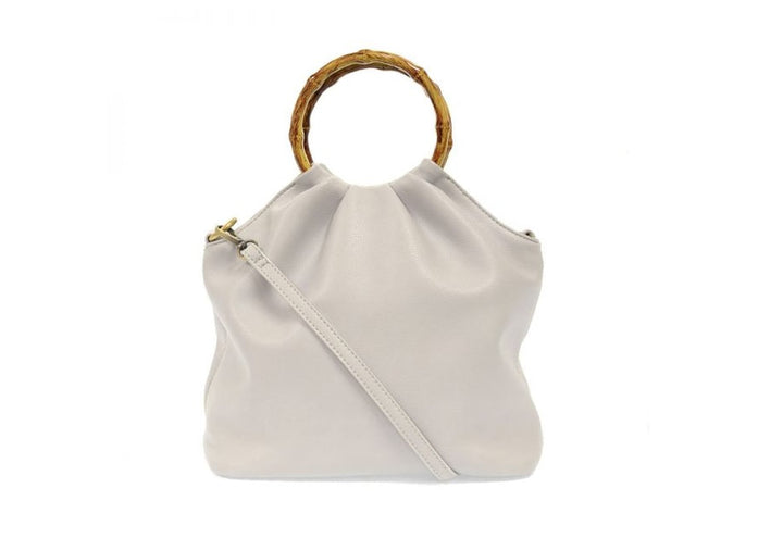 Dove Grey Natalie Pouf Bag with Bamboo Handle