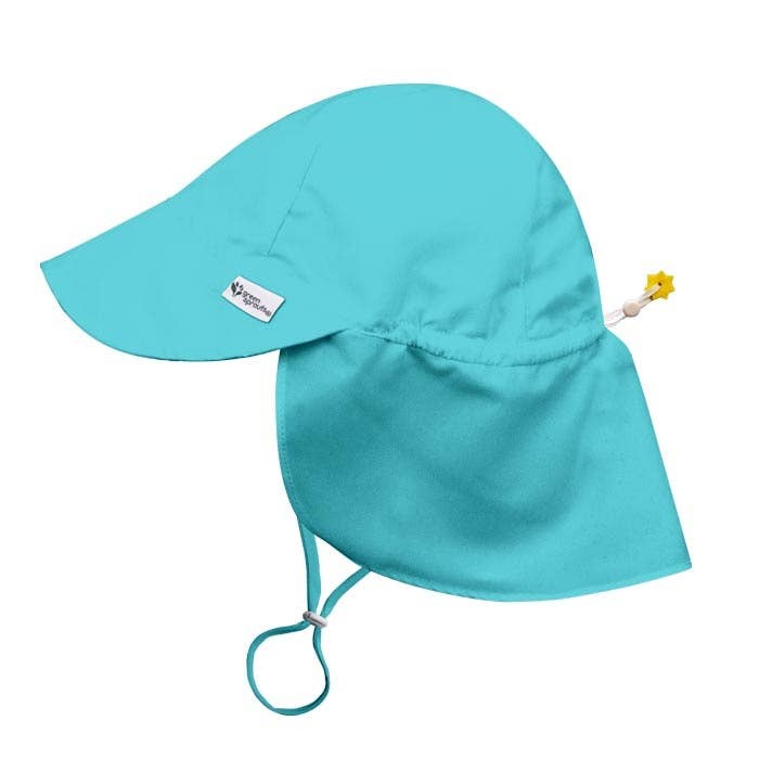 UPF50+ Eco Flap Hat in Aqua for 0-6 Months