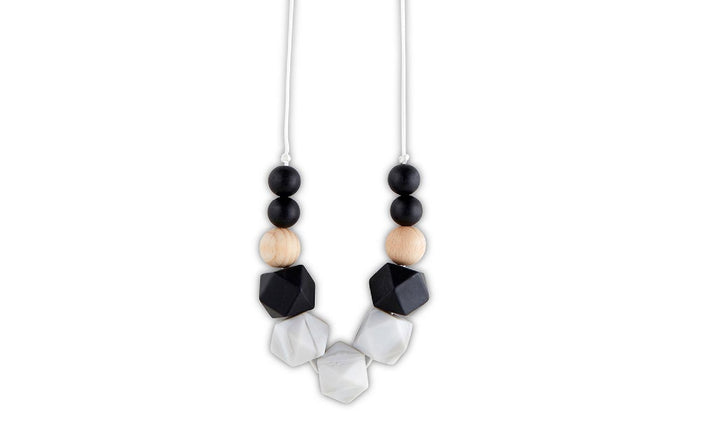 Silicone Teething Necklace in Black Marble