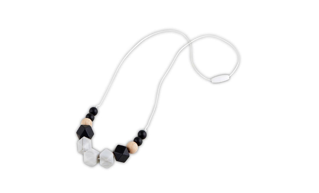 Silicone Teething Necklace in Black Marble