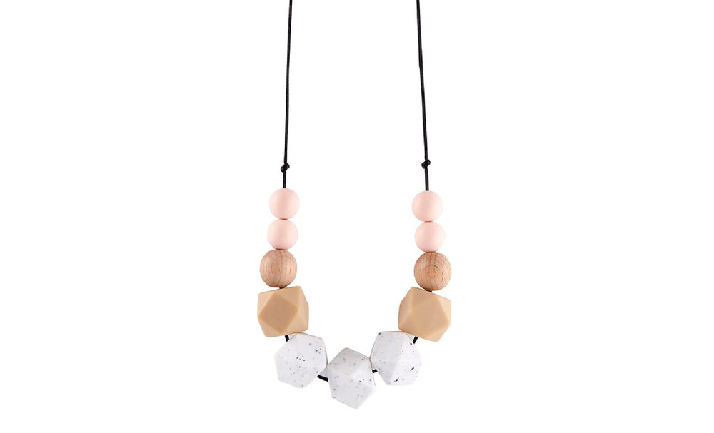 Silicone Teething Necklace in Speckled Blush