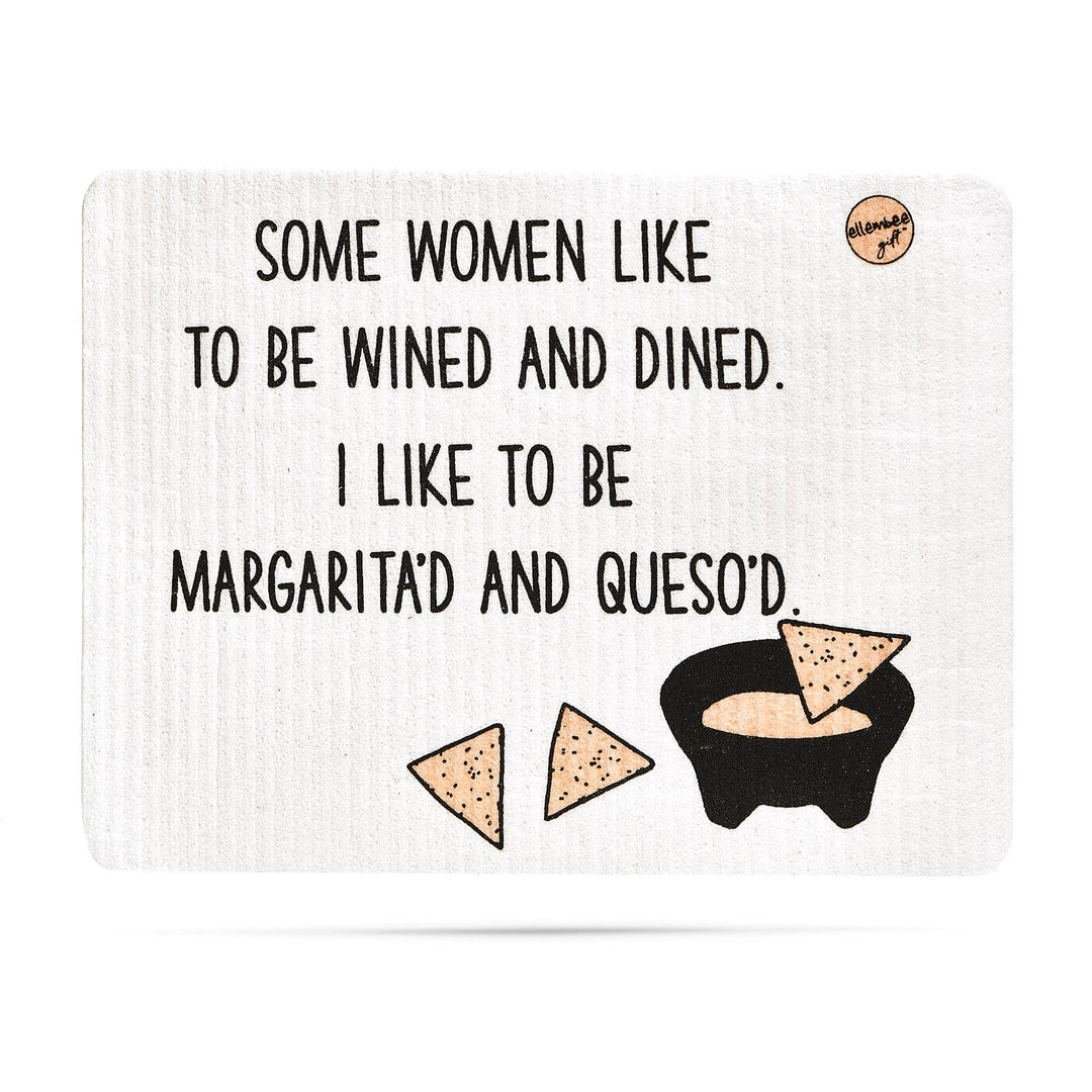 "Some women like to be wined and dined..." funny Swedish dishcloths