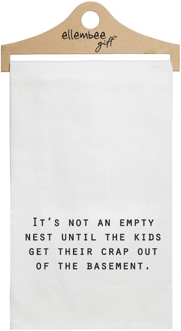 "It's not an empty nest until..." funny kitchen towel