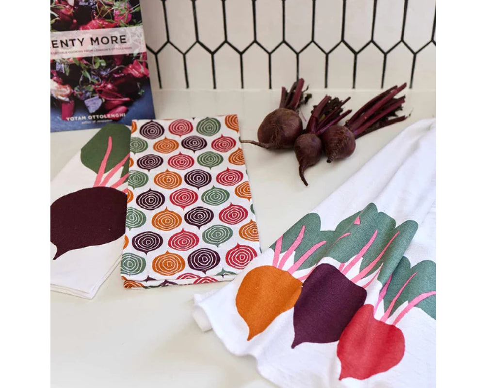 Set of 3 Kitchen Towels in Three Beets