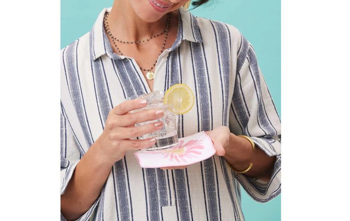 8 Pack of Eco Cocktail Napkins in Pink Daisies