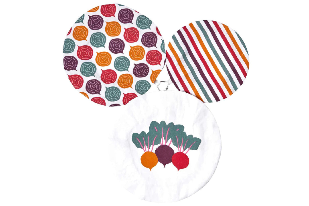 Dish Cover Set of 3 in Three Beets Print