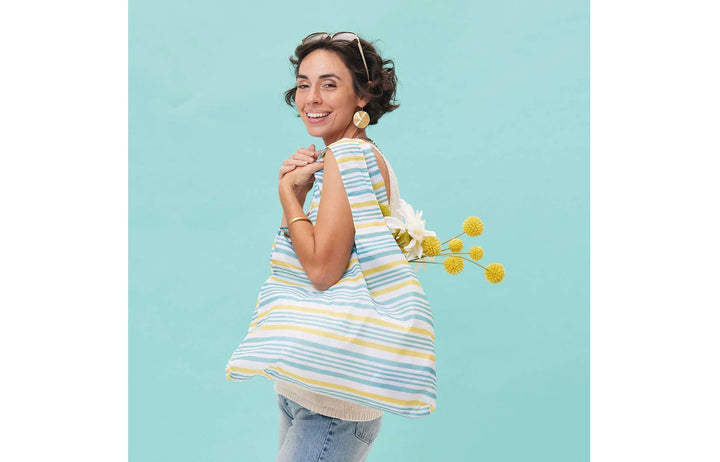 Reusable Shopping Bag in Summer Stripe Yellow
