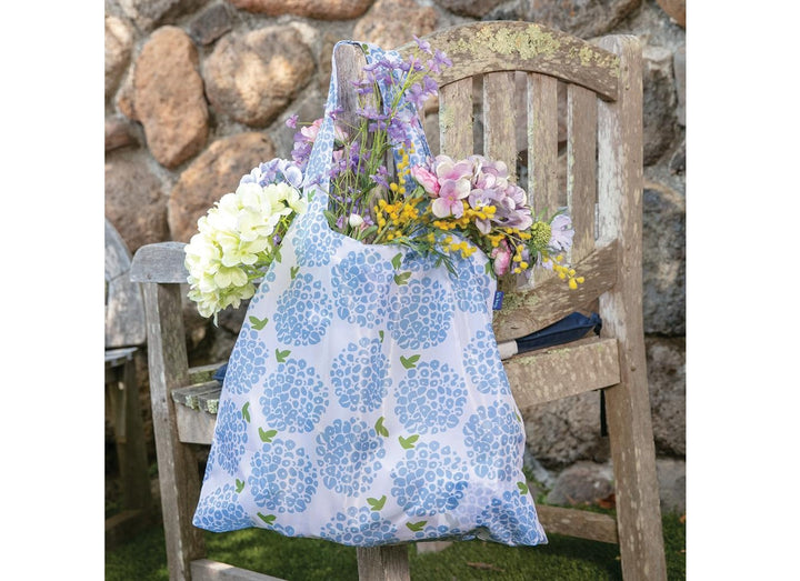 Reusable Shopping Bag in Blue Hydrangeas