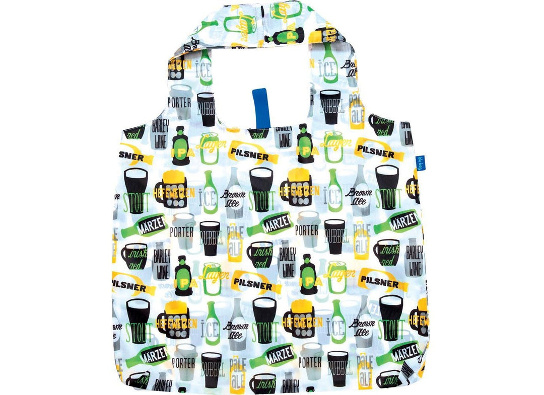 Reusable Shopping Bag in Brown Beer Print