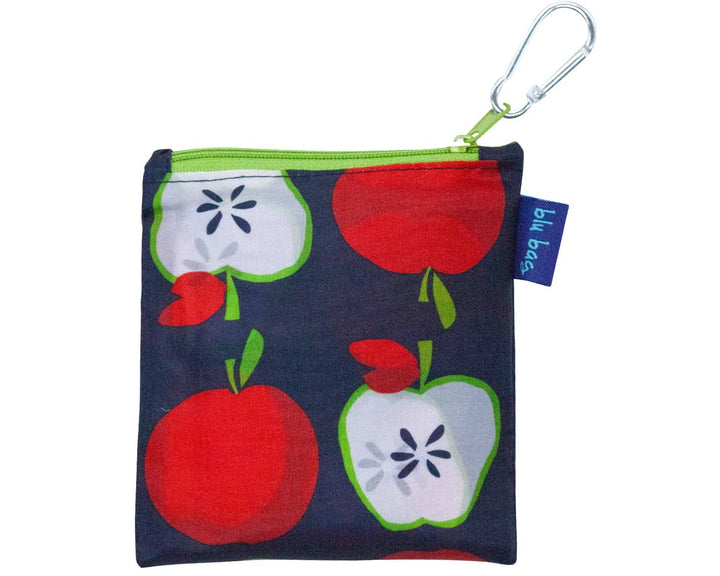 Reusable Shopping Bag in Navy Red Apples