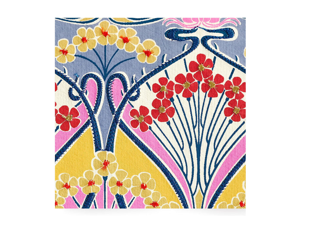 Liberty Handmade Embroidered B5 Notebook in Blue/Yellow/Pink