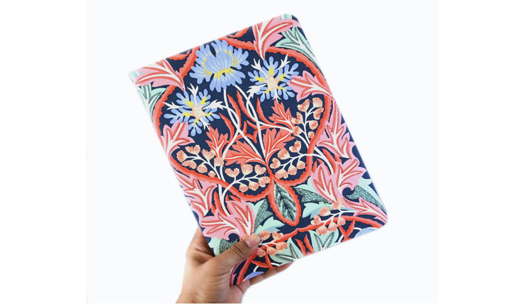 Liberty Handmade Embroidered B5 Notebook in Coral