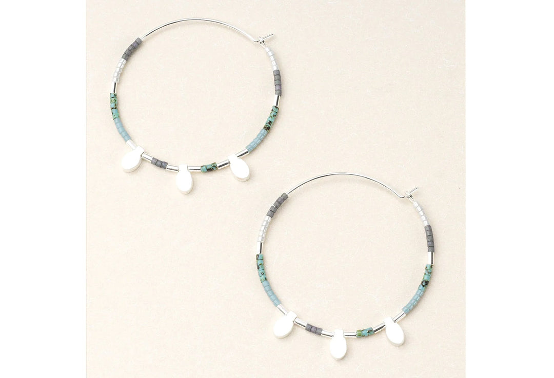 Chromacolor Miyuki Large Hoops in Turquoise/Silver