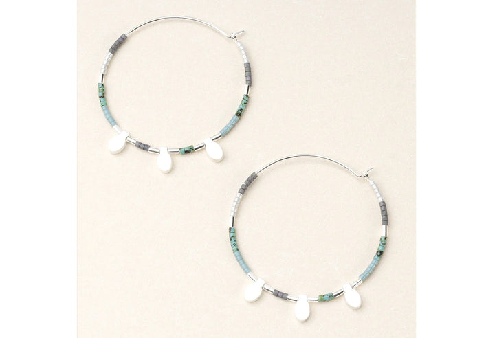 Chromacolor Miyuki Large Hoops in Turquoise/Silver