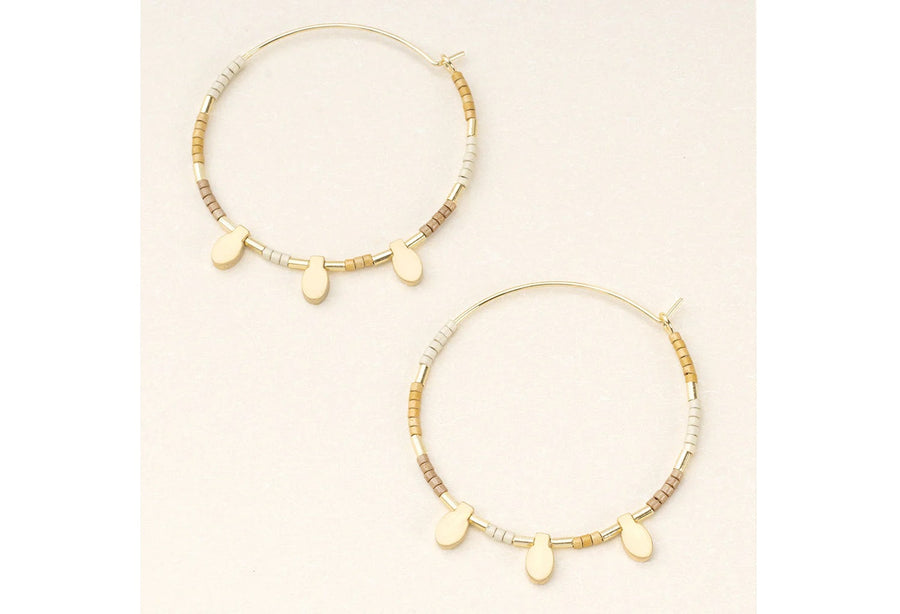Chromacolor Miyuki Large Hoops in Neutral/Gold