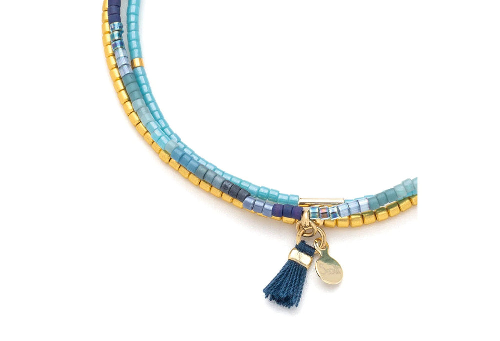 Chromacolor Miyuki Bracelet Trio in Cobalt Multi/Gold